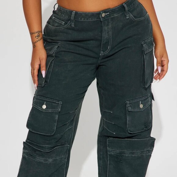 Ankle Tie Cargo Jeans - Picture 1 of 5